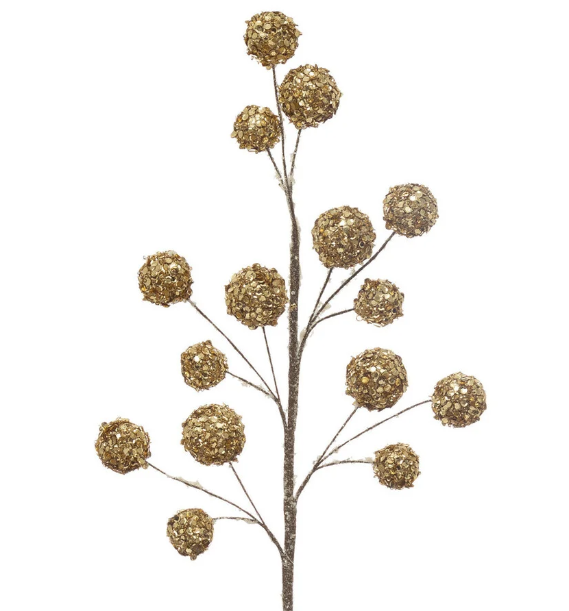 Gold Sequin Ball Pick - 13 Hub Lane   |  Christmas Picks