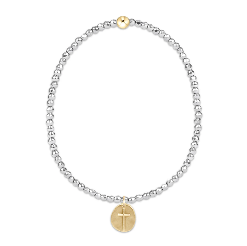 enewton silver faceted hematite 2mm bead bracelet - inspire small gold charm - 13 Hub Lane   |  Charm Bracelets