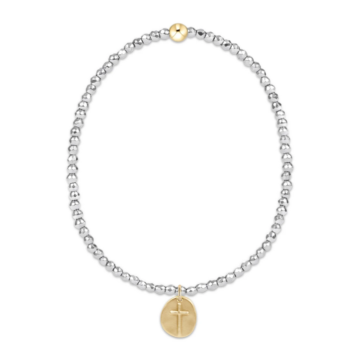 enewton silver faceted hematite 2mm bead bracelet - inspire small gold charm - 13 Hub Lane   |  Charm Bracelets