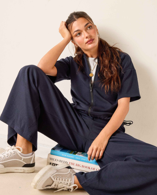 Simone Wide Leg Pant, Navy