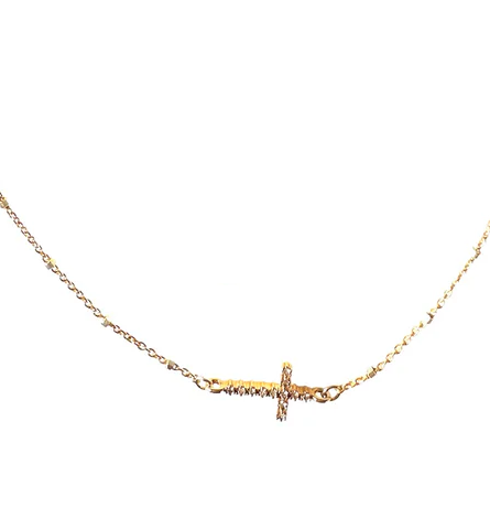CV Designs CZ Side Cross Necklace