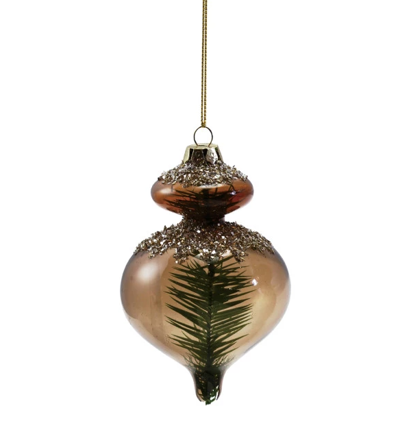 Glass Ornament w/ Mica Flakes & Bottle Brush Tree Inside - 13 Hub Lane   |  Vintage Inspired Ornaments