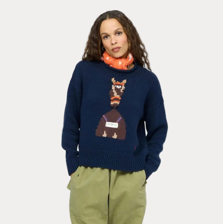 Roll Neck Love Reigns Sweater, Indigo