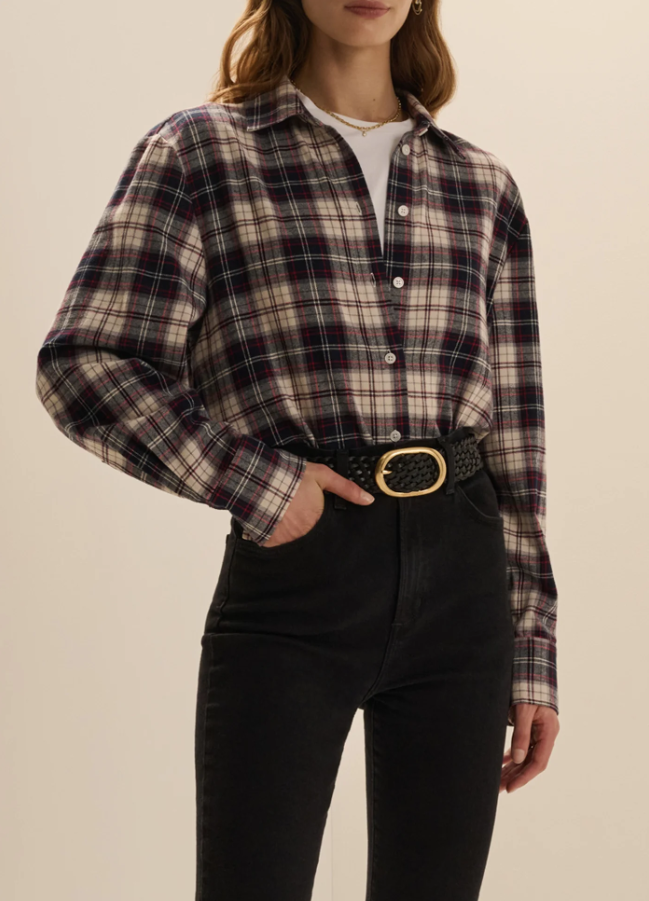 The Boyfriend Shirt, Midnight Cream Plaid
