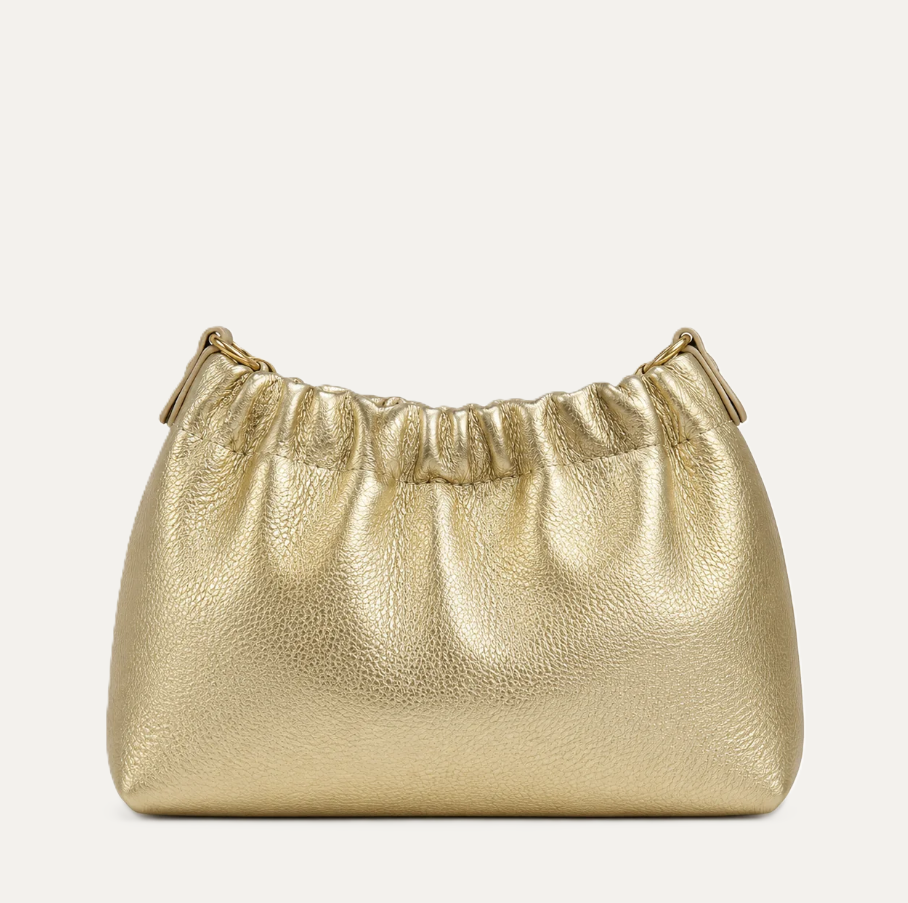 Italian Leather Clutch & Crossbody Bag, Gold