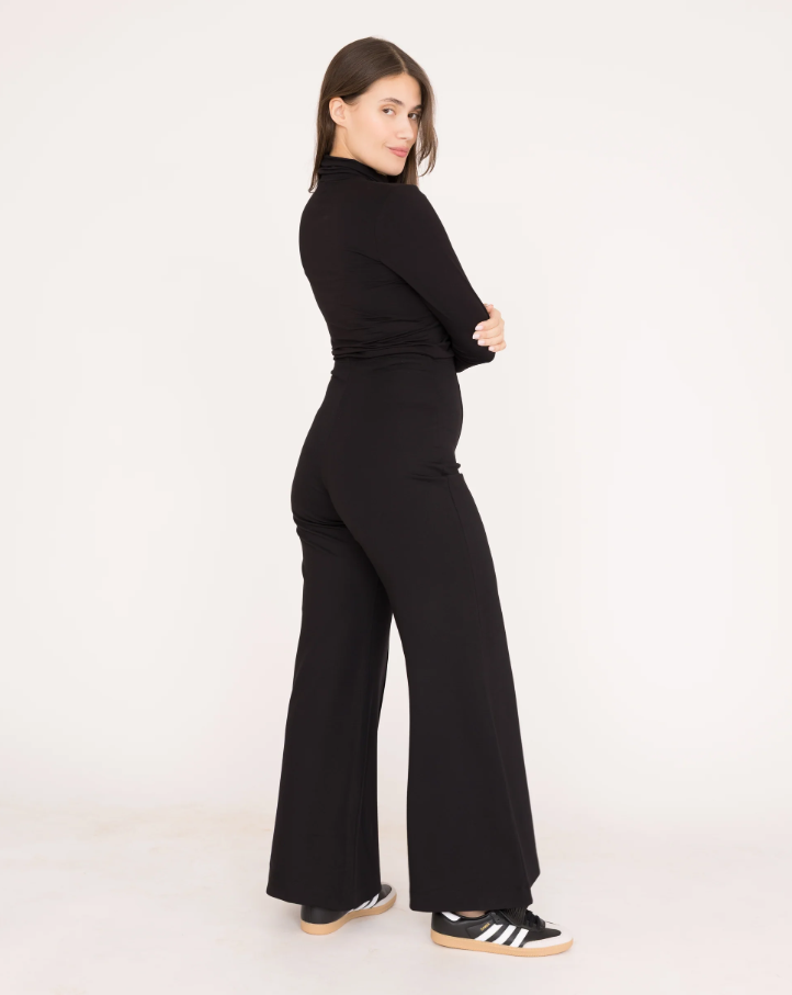 Ponte Knit Standard Wide Leg Pant, Black - 13 Hub Lane   |  Wide Leg Pants