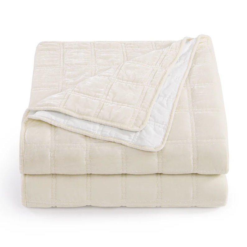 Stella Faux Silk Velvet Double Box Stitch 3PC Quilt Set - Thumbnail 2