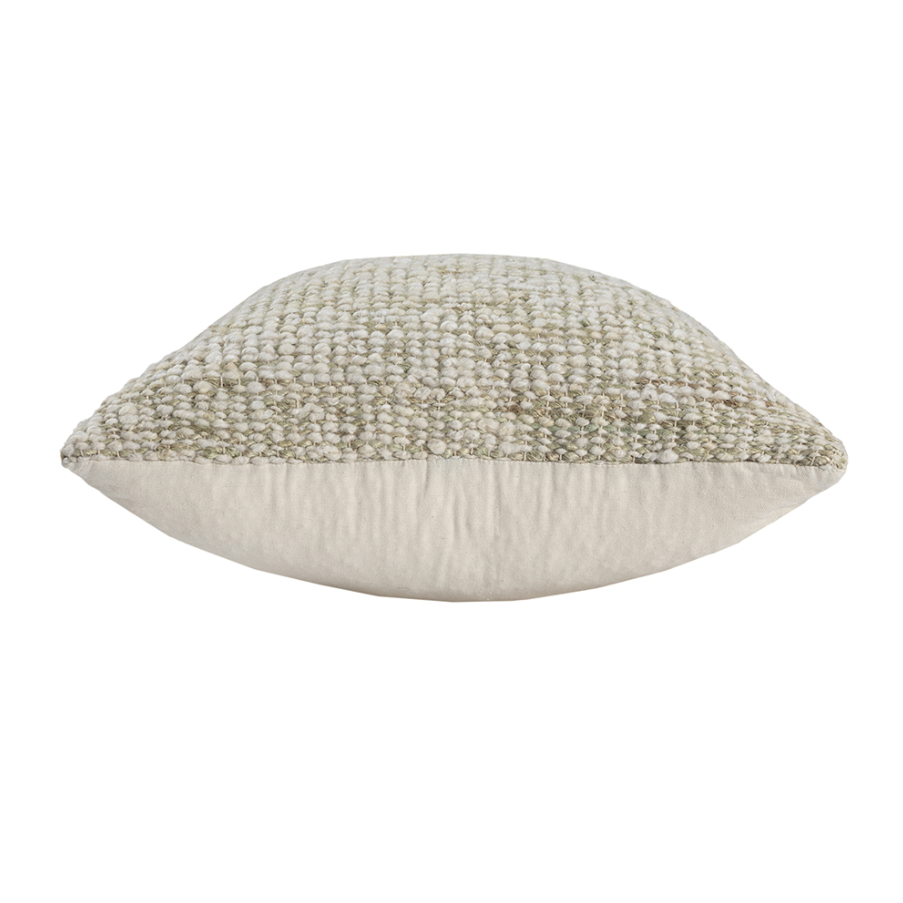 Ivory & Green Wool Pillow - Thumbnail 4