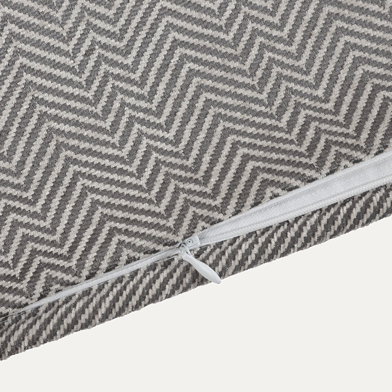 Herringbone Buckle Detailed Lumbar Pillow, Taupe
