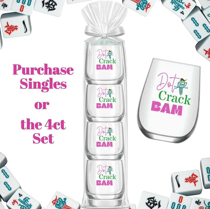 Dot Crack Bam Bamboo Mahjong Stemless Wine Glasses
