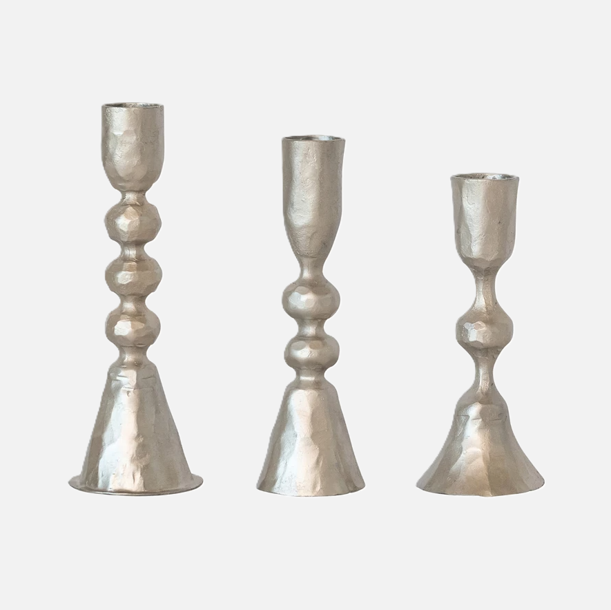 Hand-Forged Cast Iron Taper Holders, Nickel - 13 Hub Lane   |  