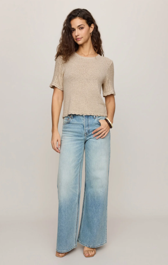 Solano Crochet Sweater, Natural