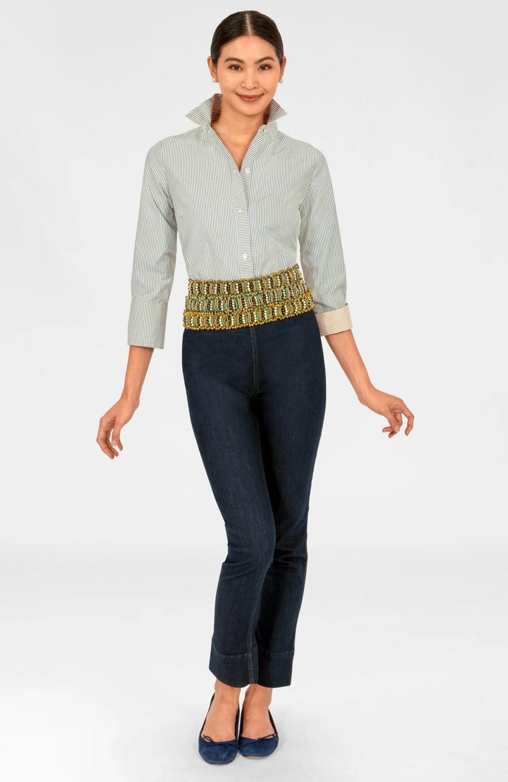 Ex-Boyfriend Cotton Shirt, Olive Stripe