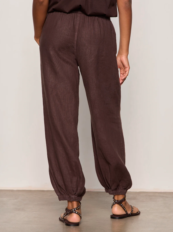 Melody Micro Linen Balloon Pants, Rich Soil