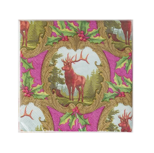 'Deer & Holly' Cocktail Napkins