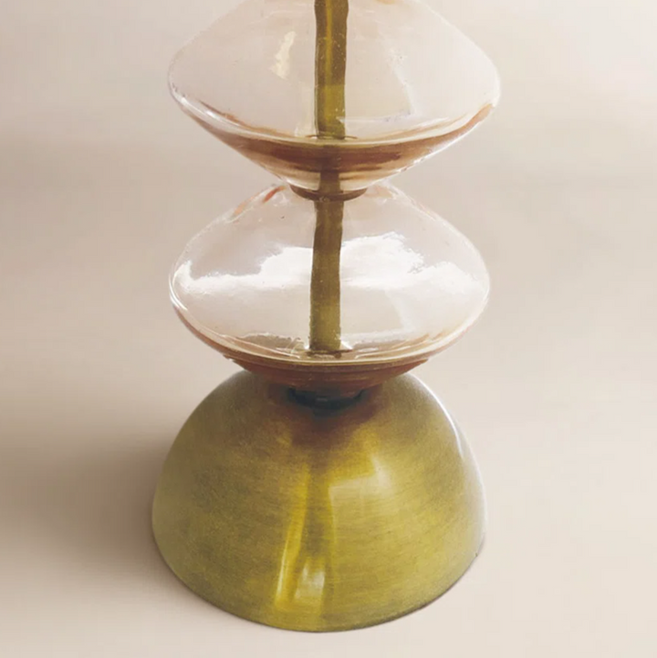 Recycled Glass & Metal Pillar Holder - 13 Hub Lane   |  Glass Candle Holders