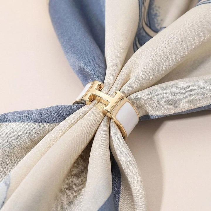 Letter H Accent Enamel Scarf Ring
