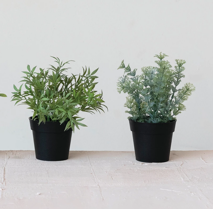 Faux Herbs in Plastic Pot