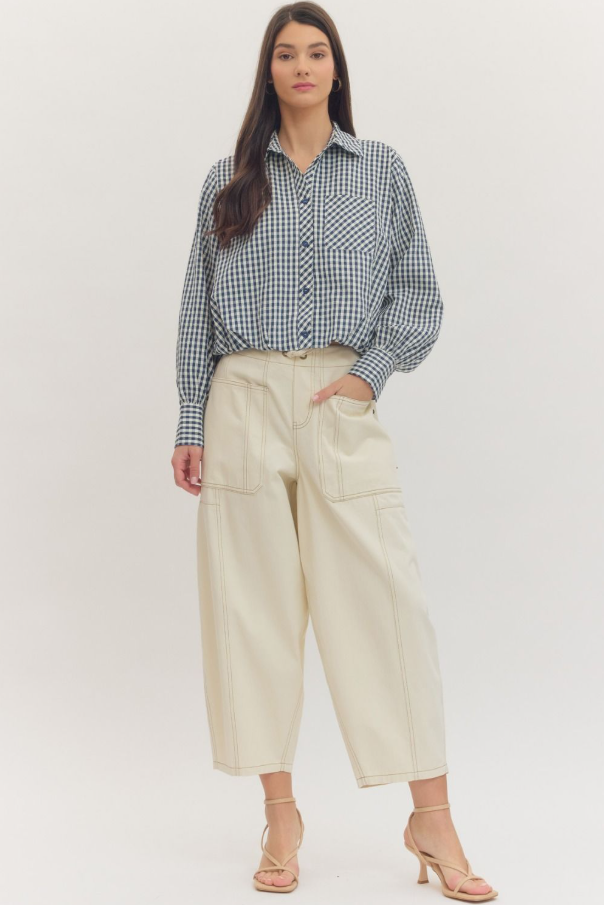 Gingham Button-Up, Navy - 13 Hub Lane   |  Button-Ups