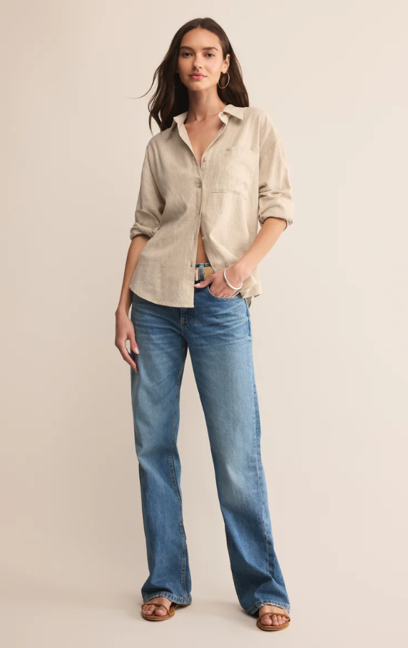 Alfie Button-Up Shirt, Flax - 13 Hub Lane   |  Button-Ups