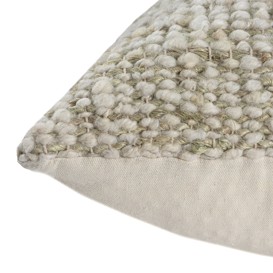 Ivory & Green Wool Pillow - Thumbnail 3
