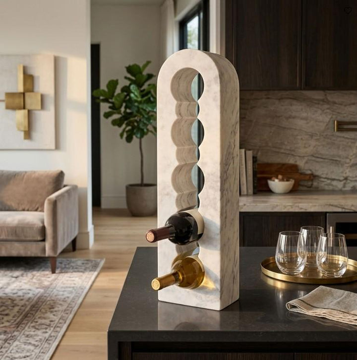White Marble Standing Wine Rack