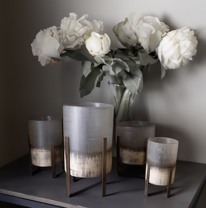 Hand Etched Glass Candle Holder, Silver - 13 Hub Lane   |  Hurricanes