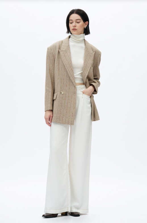 High Rise Pleated Wide Leg Jeans, White - 13 Hub Lane   |  Wide Leg Jeans