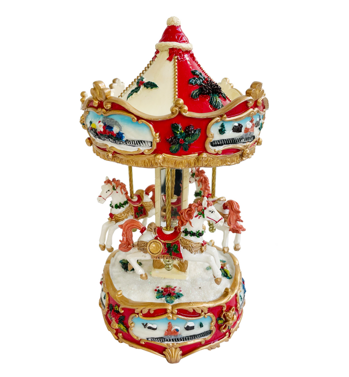 Carousel Music Box, Red & Cream