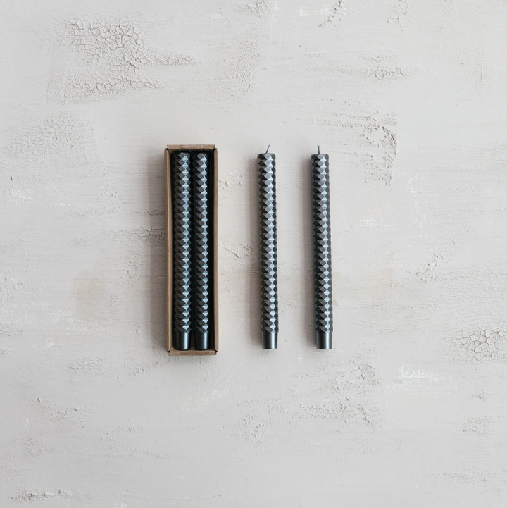 Unscented Faceted Taper Candles in Box - 13 Hub Lane   |  