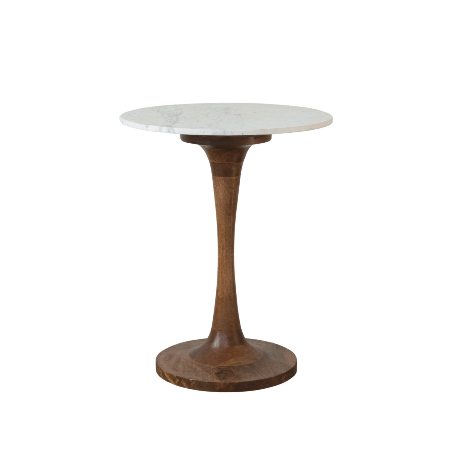 Mango Wood & Marble Tulip Table