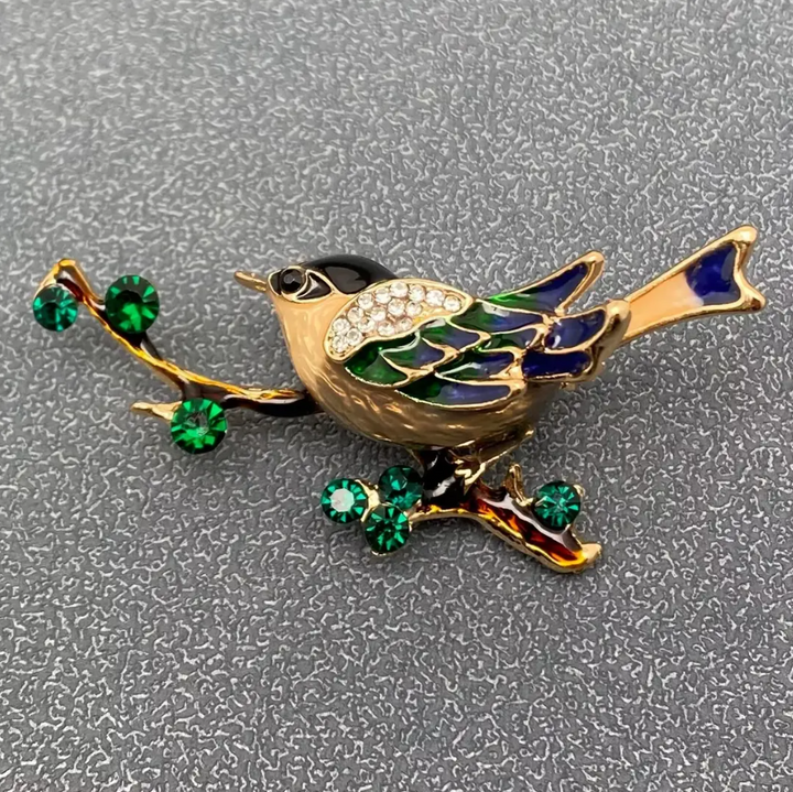 Magpie Standing on a Branch Brooch