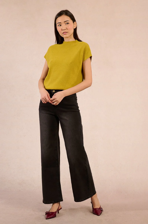 Cap Sleeve Knit Sweater, Lime Green - 13 Hub Lane   |  Mock Neck Sweaters