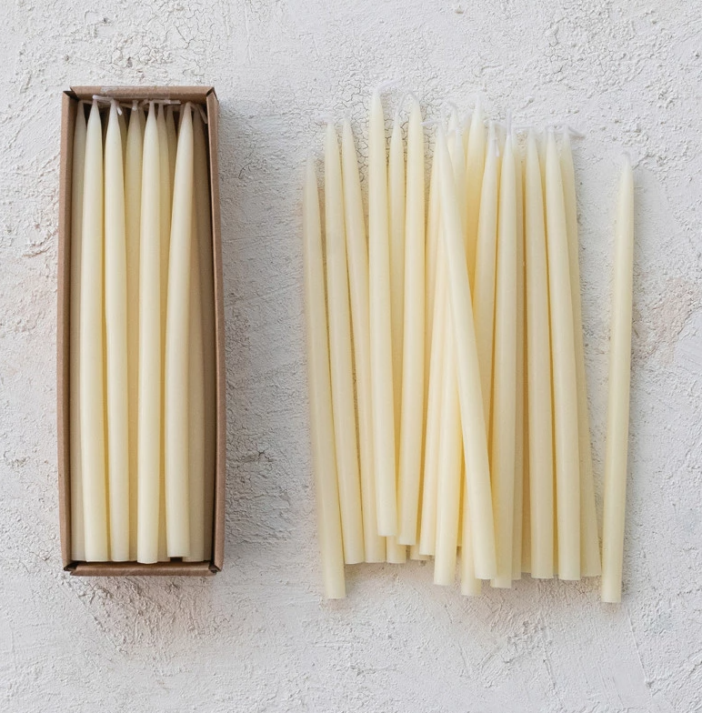 Unscented Thin Taper Candles in Box, Ivory - 13 Hub Lane   |  Unscented Tapers