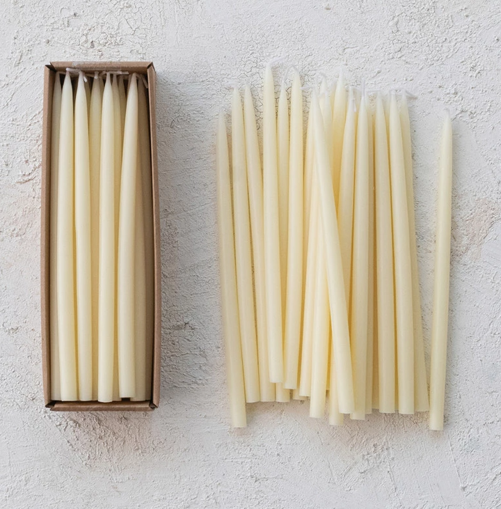 Unscented Thin Taper Candles in Box, Ivory - 13 Hub Lane   |  Unscented Tapers