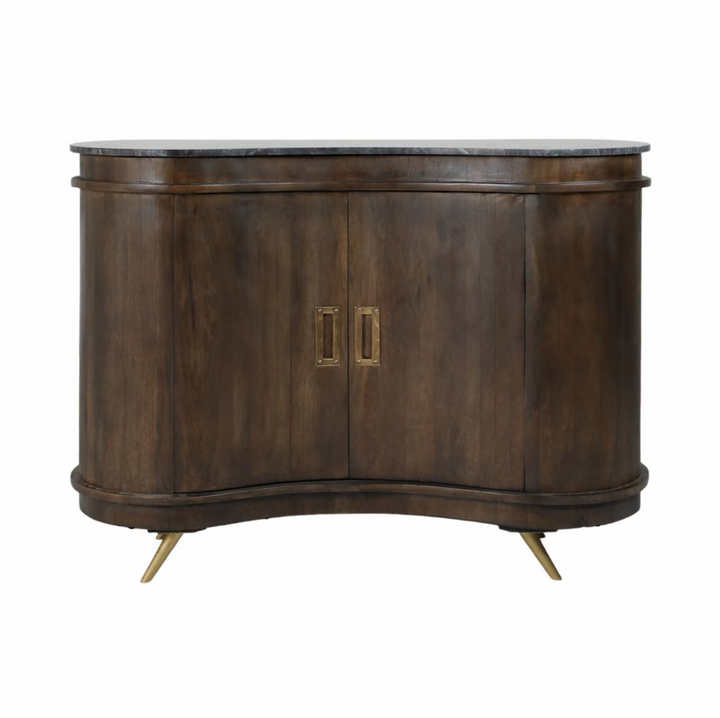 Roquet Curved Wood 2-Door Cabinet