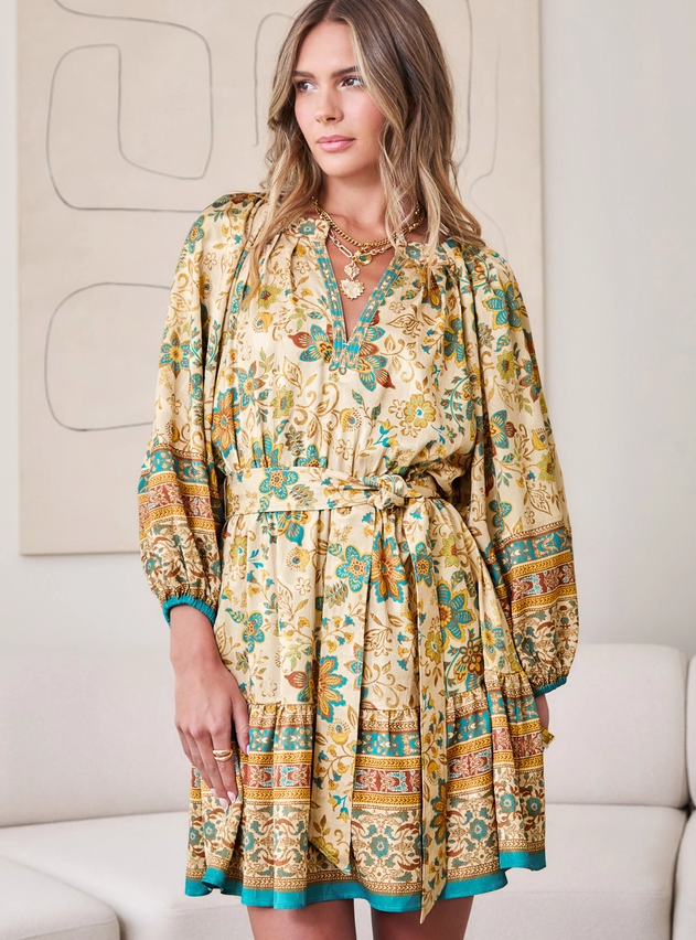 Paisley Border Printed Mini Dress - 13 Hub Lane   |  Mini Dresses