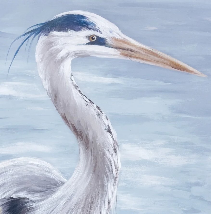 Blue Water Heron Canvas Art