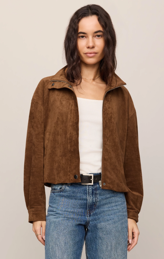 Corin Bubble Hem Jacket, Saddle Suede
