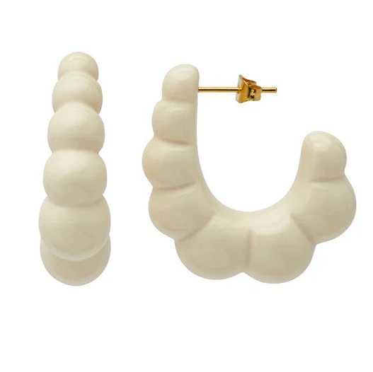 Ivory Resin Bubble Hoop Earrings
