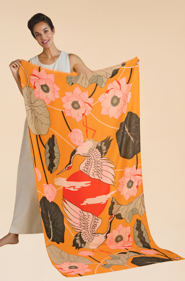 Powder Printed Crane at Sunrise Scarf