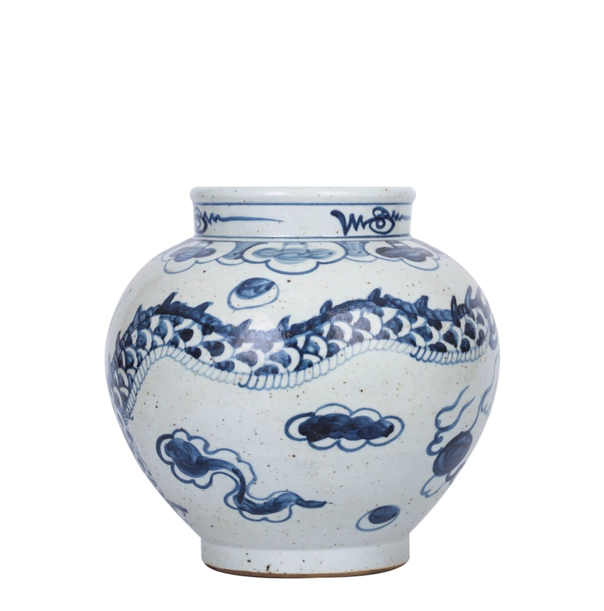 Blue & White Open Top Dragon Jar - Thumbnail 4