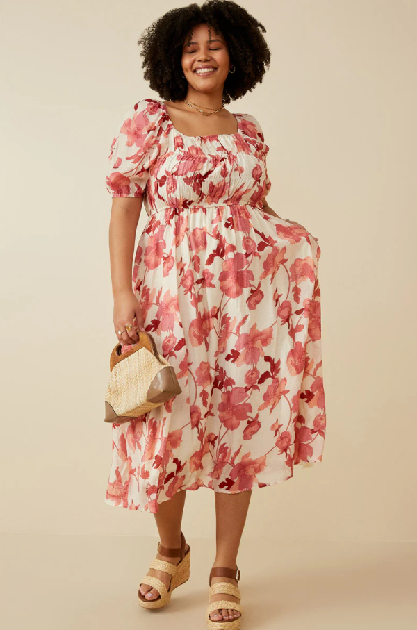 Floral Smocked Dress, Red Xs Floral Smocked Dress, Red Xs
