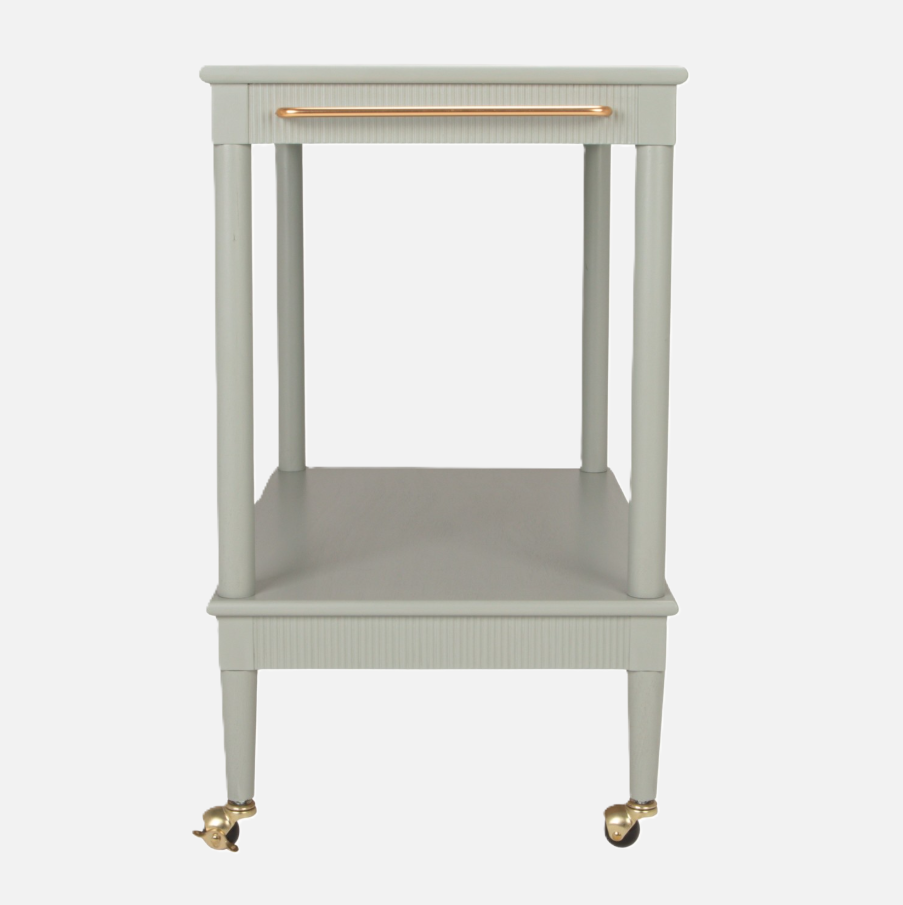 2-Tier Bar Cart w/ Gold Finish, Casters & Fluted Edge - 13 Hub Lane   |  