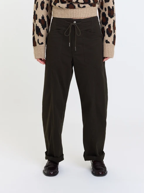 Villa Drawstring Barrel Pant, Fern