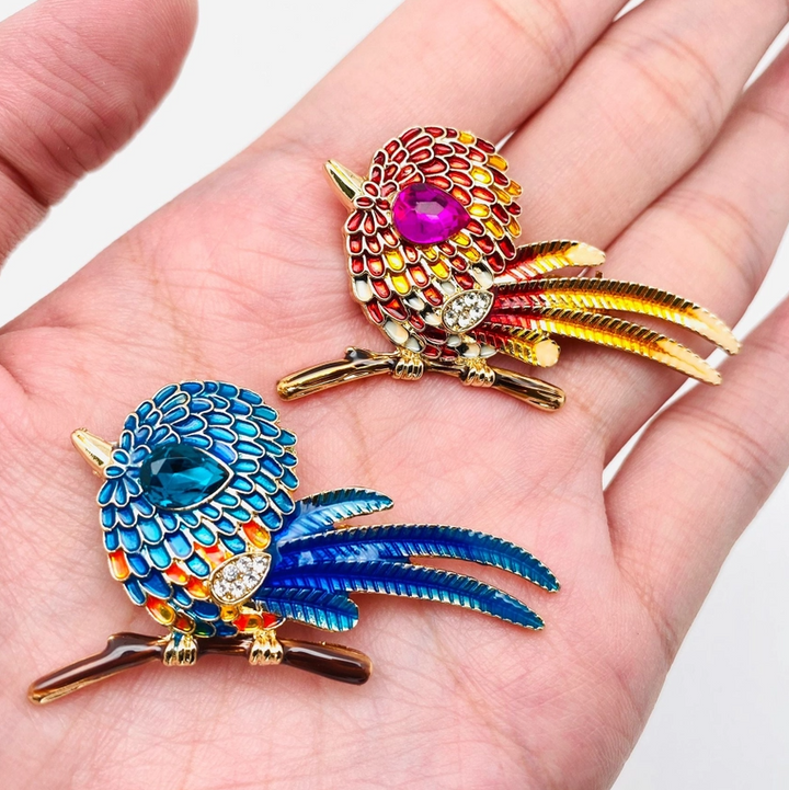Rhinestone Enamel Little Bird Brooch