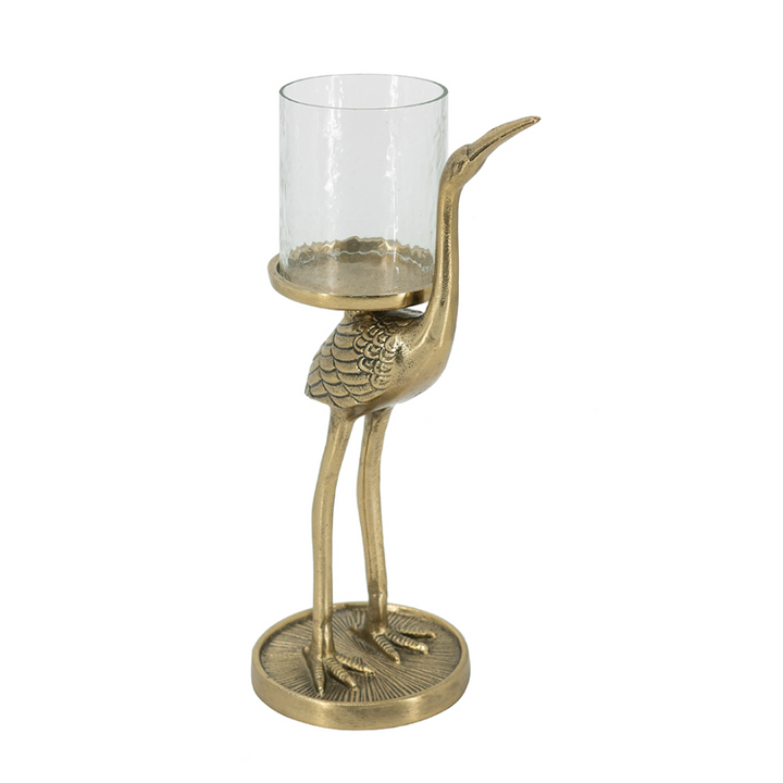 Gold Crane Candle Holder - 13 Hub Lane   |  Metal Candle Holders