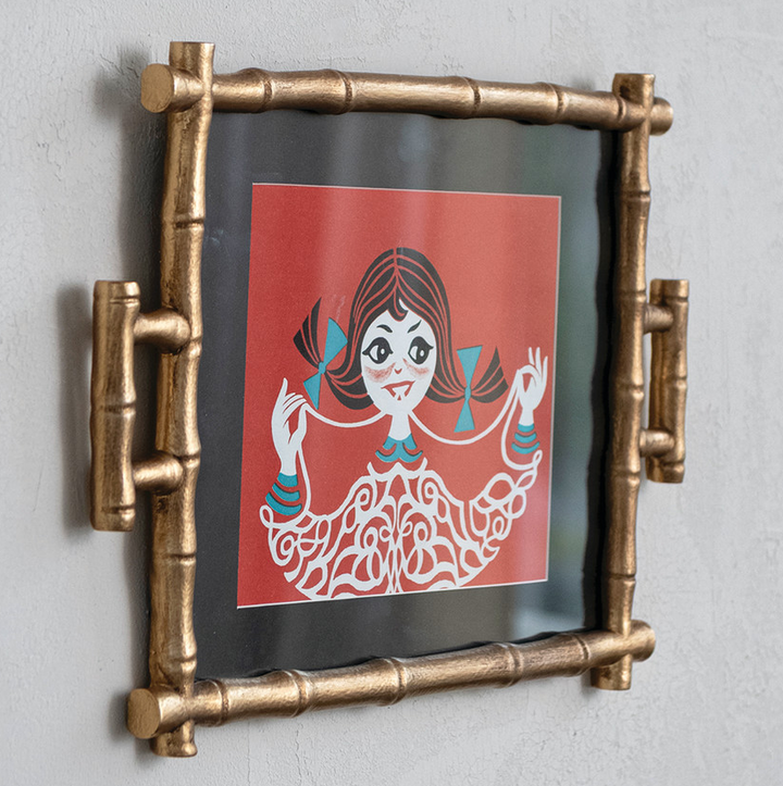 Faux Bamboo Tray Frame, Antique Gold