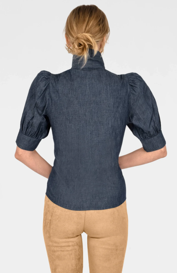 Puff Sleeve Top, Chambray