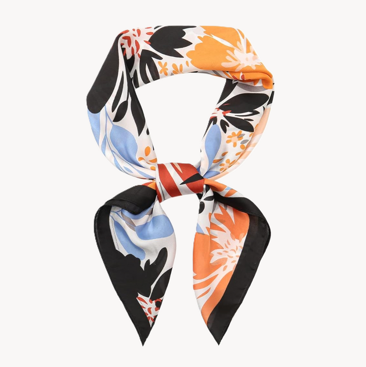 Tropical Flower Printed Satin Bandana Scarf